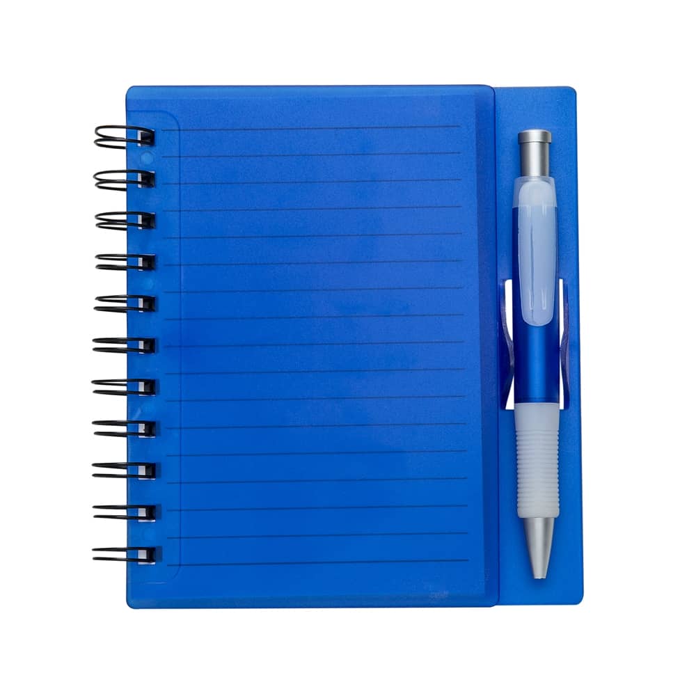 CADERNO PLÁSTICO C/ CANETA