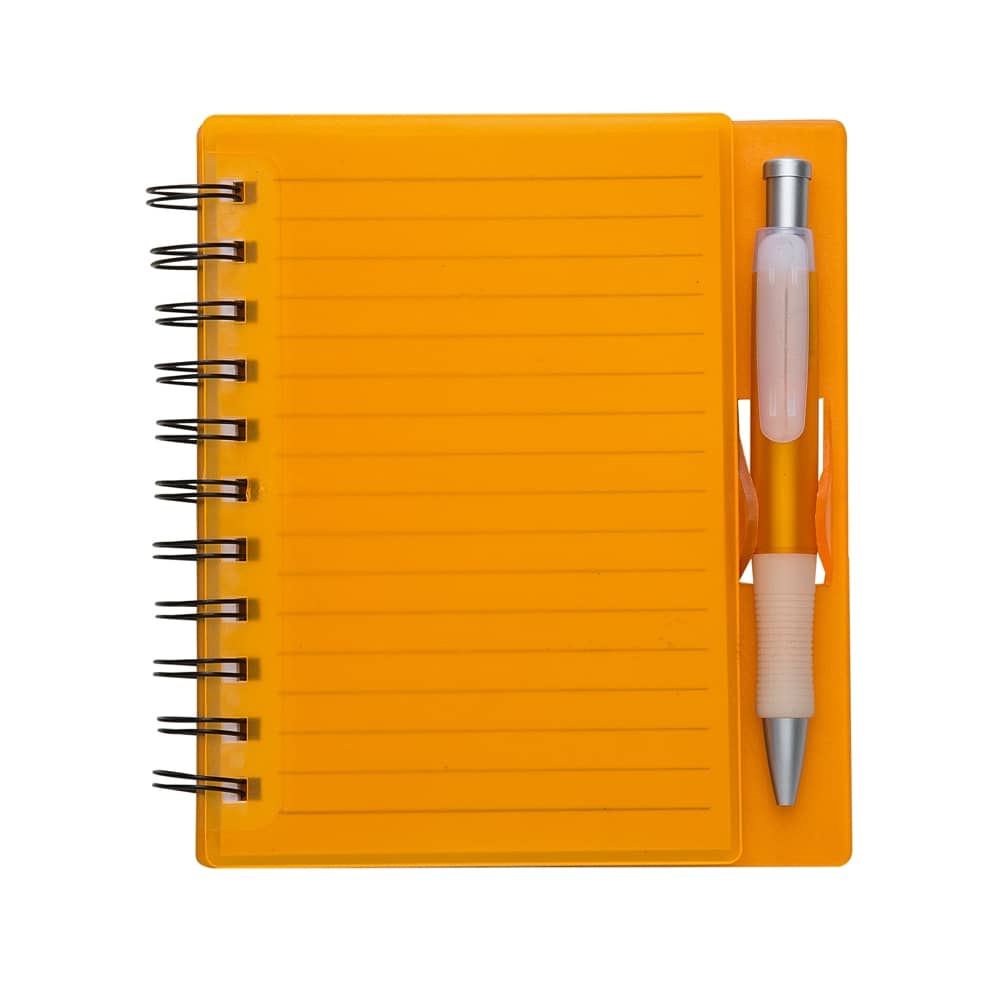 CADERNO PLÁSTICO C/ CANETA