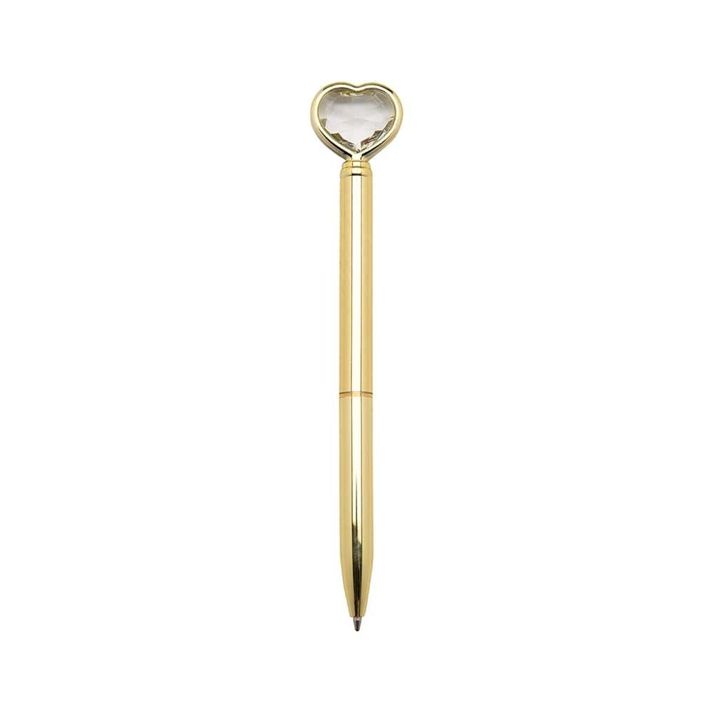 Caneta Metal Coração Diamante