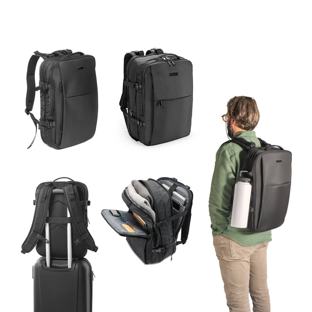DALLAS PLATE. Mochila de viagem para notebook (17'3") em poliéster reciclado 600D de alta densidade, com compartimento para arrumação (29 L)