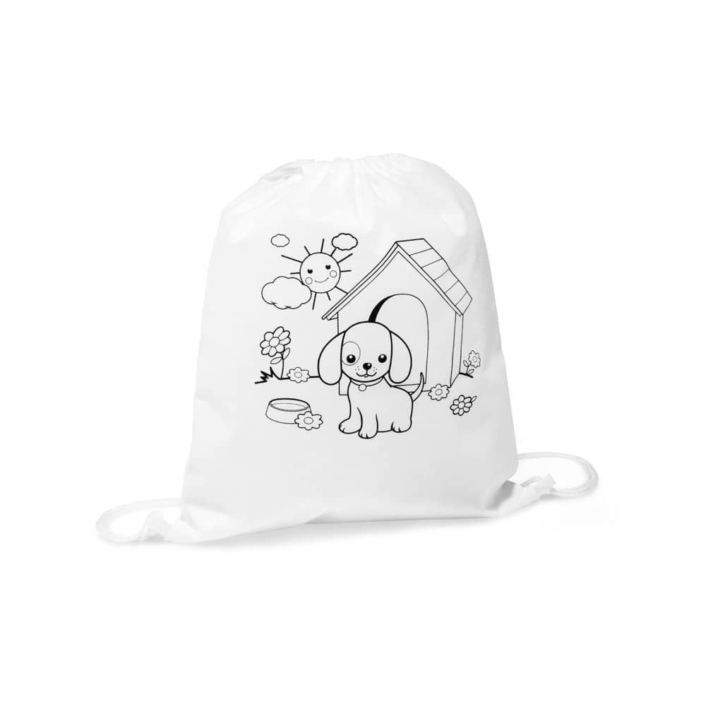 Sacola tipo mochila para colorir em non-woven (80 g/m²)