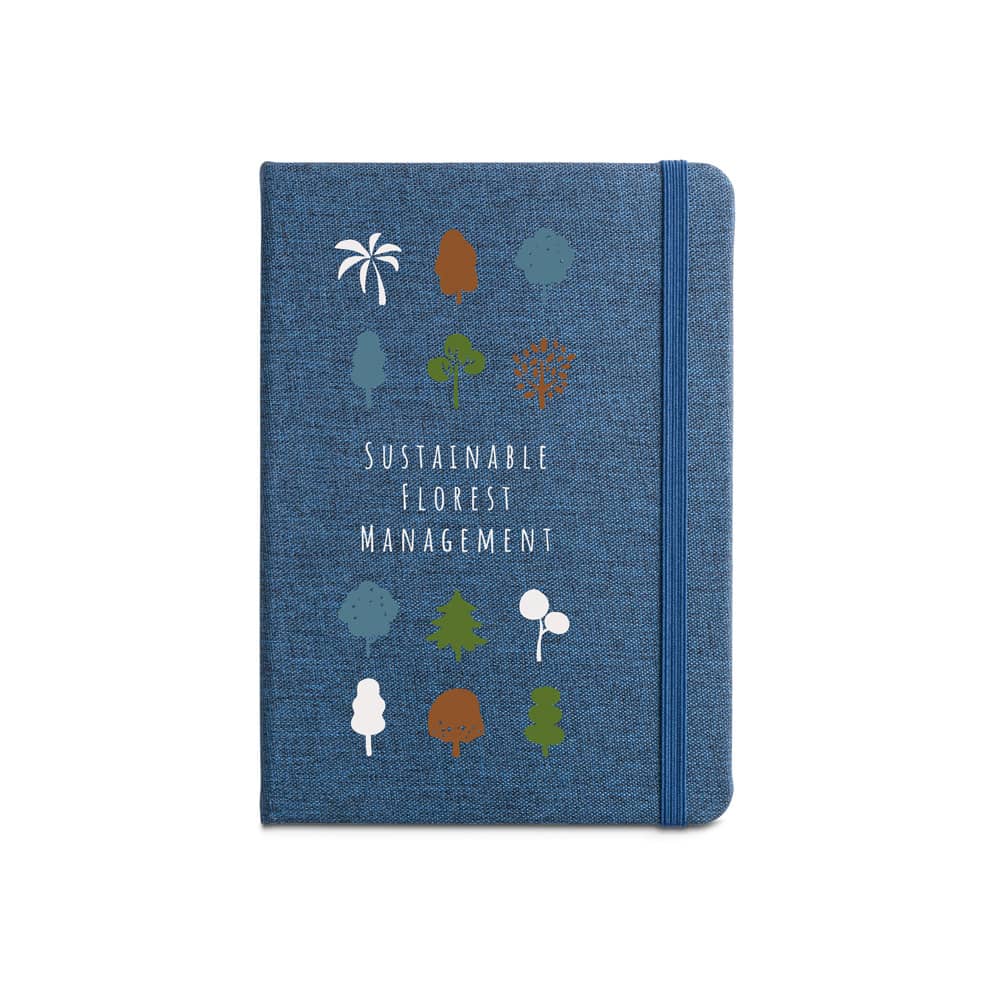 BOYD II. Caderno A5 de capa dura em poliéster 100% reciclado com páginas pautadas