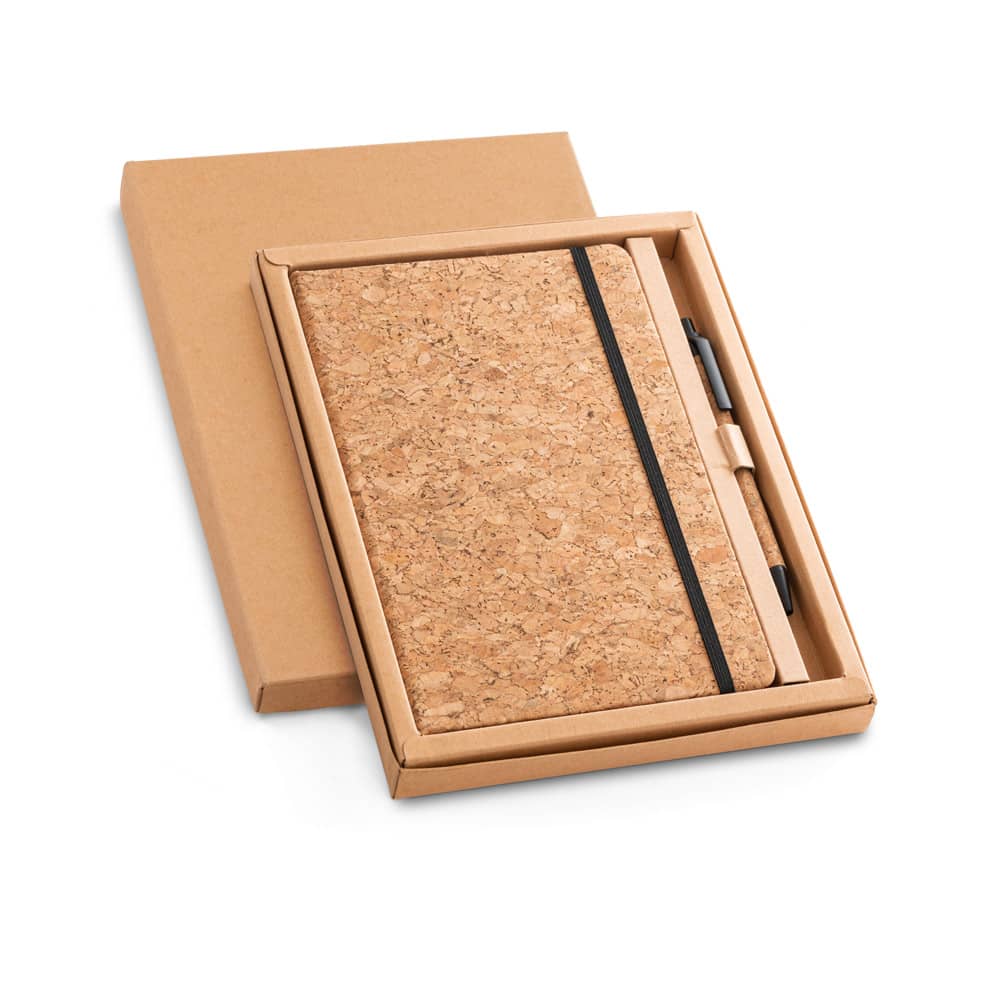 FREUD II. Conjunto de caderno A5 e caneta esferográfica em cortiça