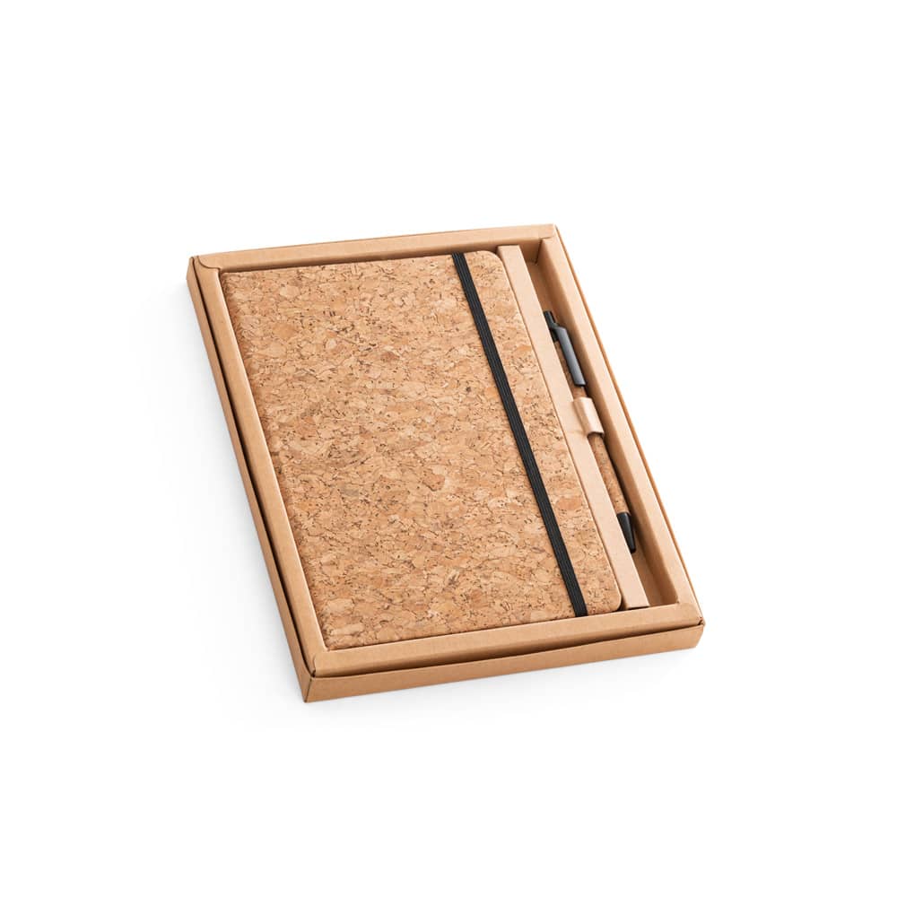 FREUD II. Conjunto de caderno A5 e caneta esferográfica em cortiça