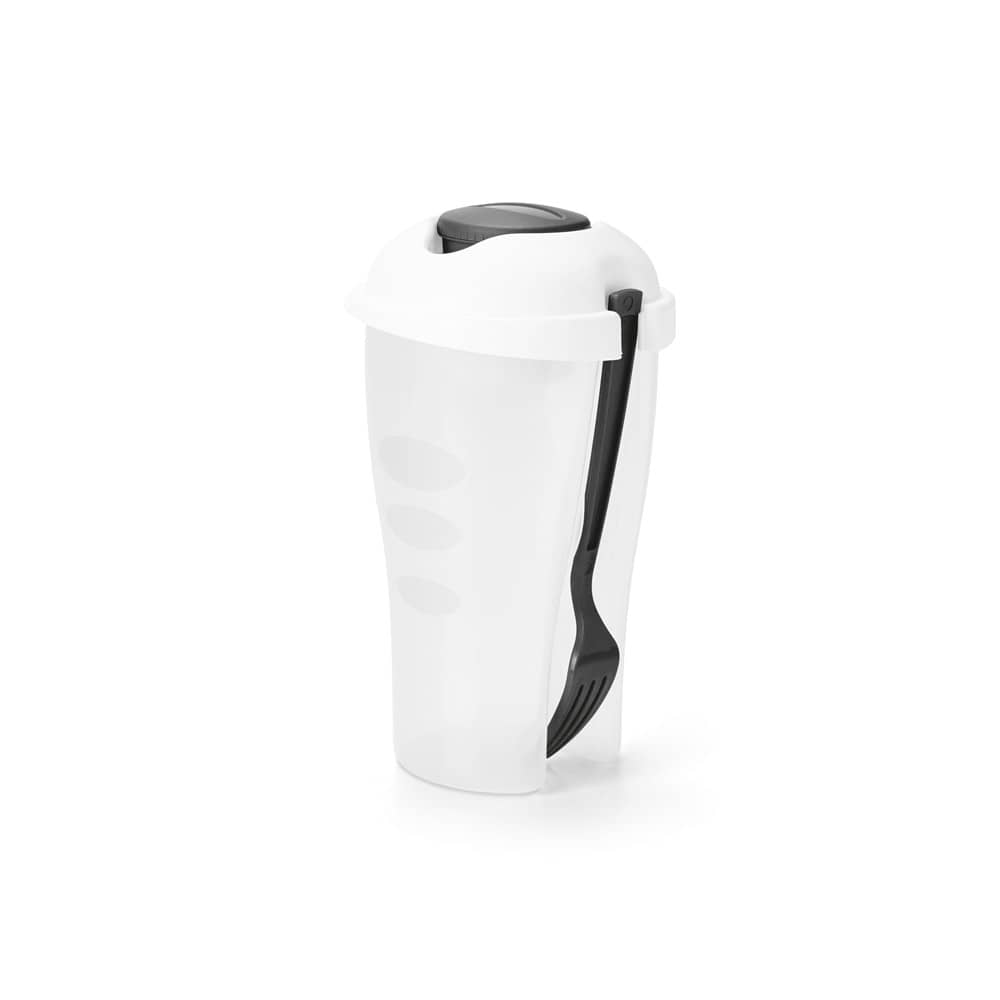 Copo para salada em PP com garfo e molheira 850 mL