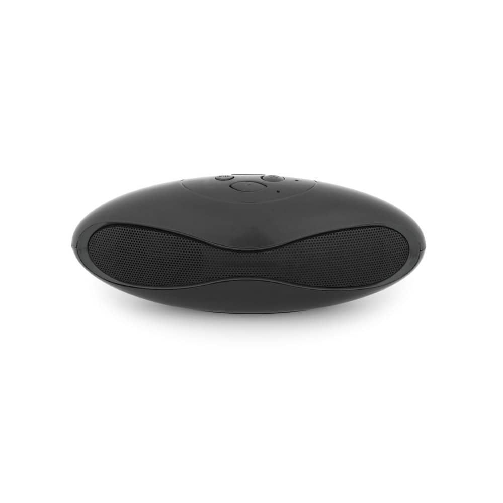 Caixa de som portátil com autonomia de 3h e microfone, em ABS