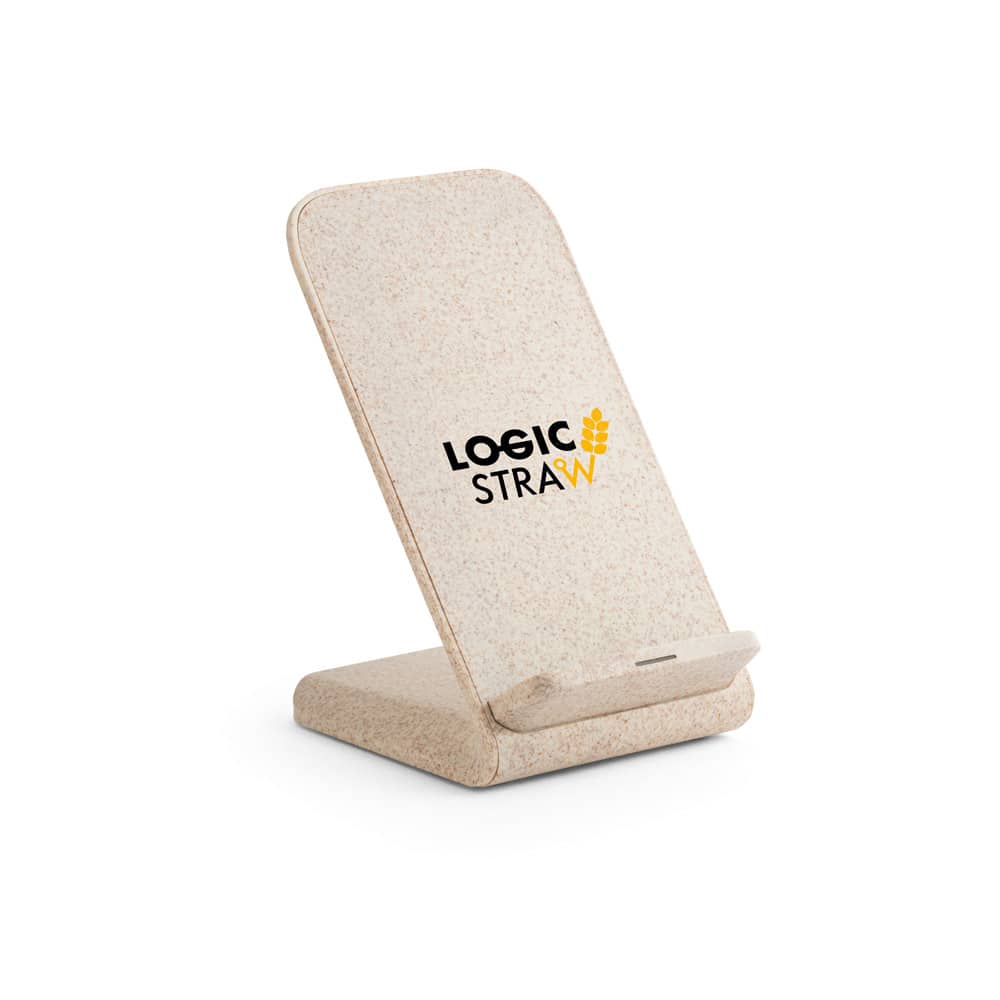 Suporte para celular com carregador por indução super-rápido (15W), em fibra de palha de trigo e ABS