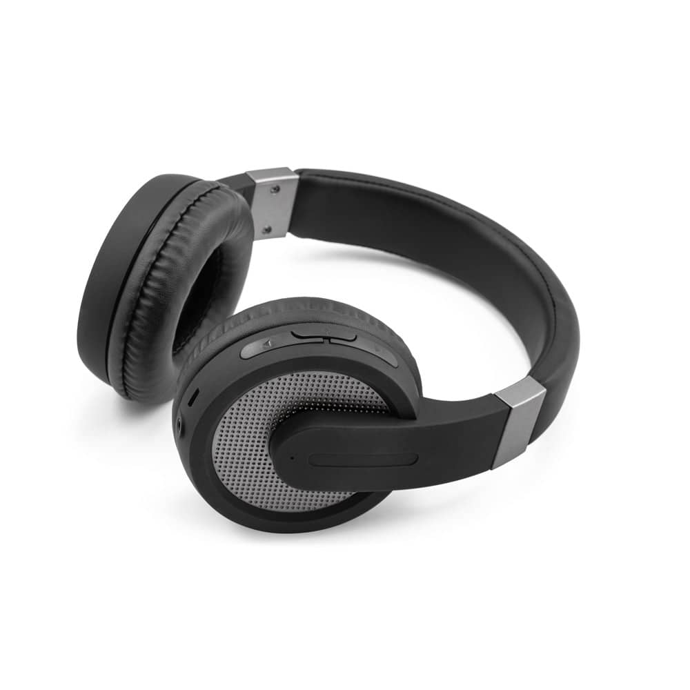 Fones de ouvido wireless com autonomia de 12h (300 mAh) e microfone, em ABS E PU