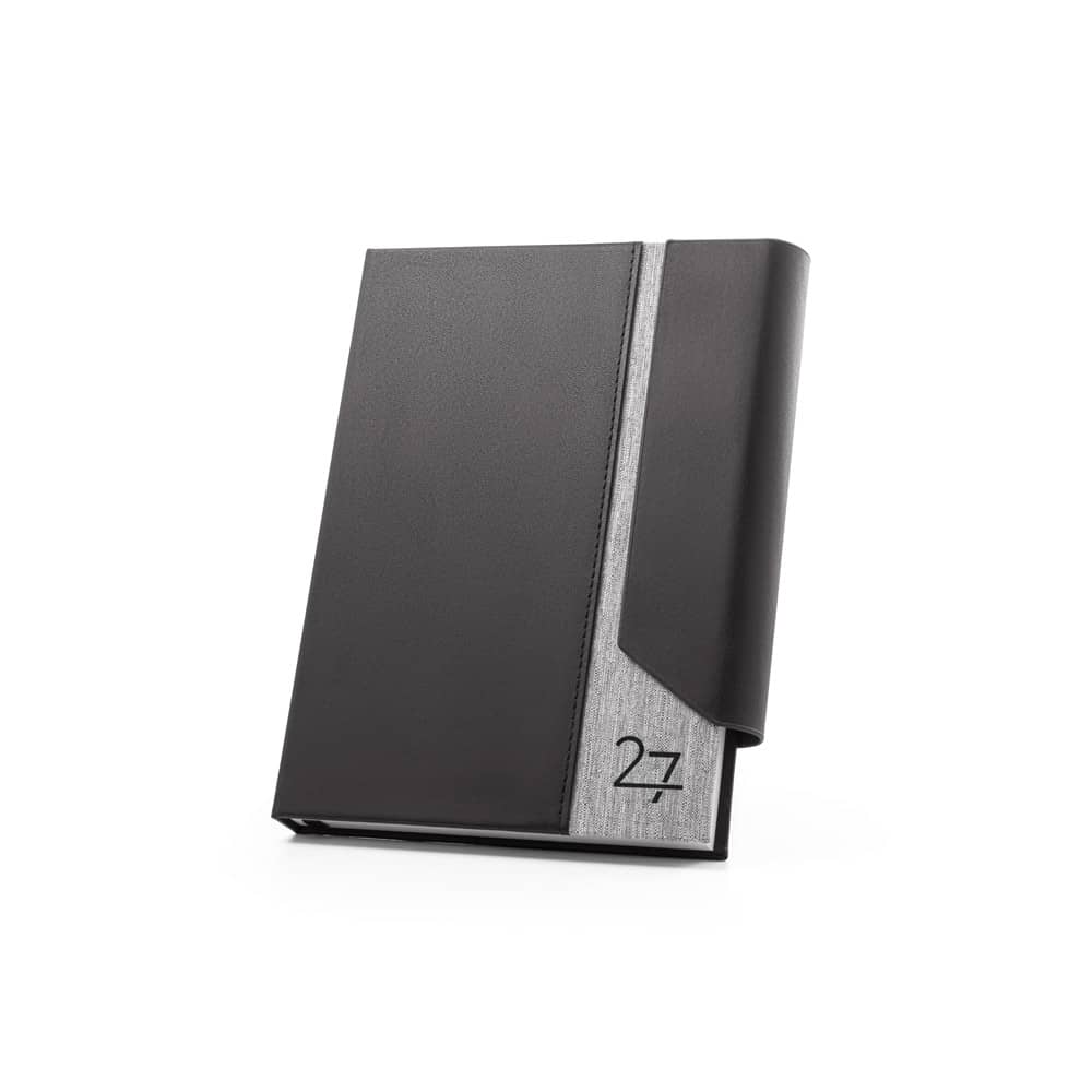 AUSTEN A5. Agenda A5 em PU (58% reciclado) e PET reciclado (100% rPET) 300D