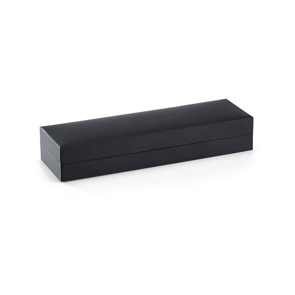Caneta roller em metal com escrita em preto