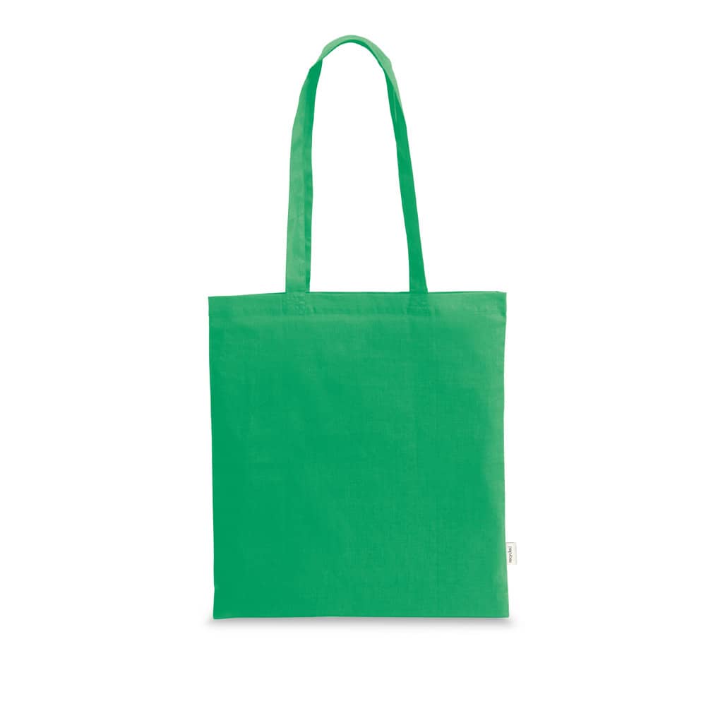 Sacola em 70% algodão reciclado e 30% poliéster reciclado (180 g/m²) sem tingimento