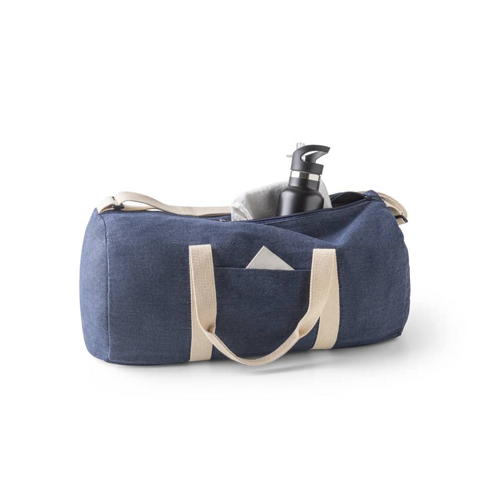 Sacola esportiva ou viagem em denim reciclado 25 L (300 g/m²)