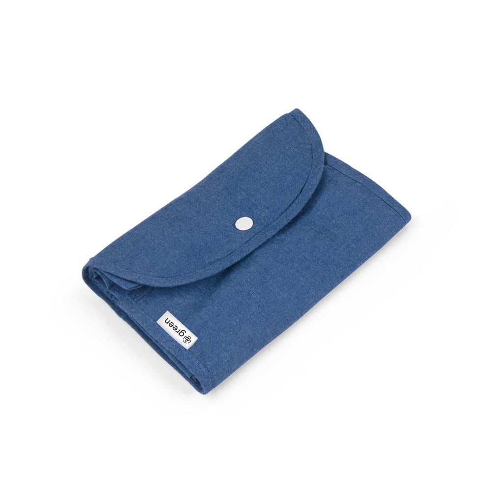 Sacola dobrável em 50% algodão, 30% algodão reciclado e 20% poliéster reciclado (140 g/m²)