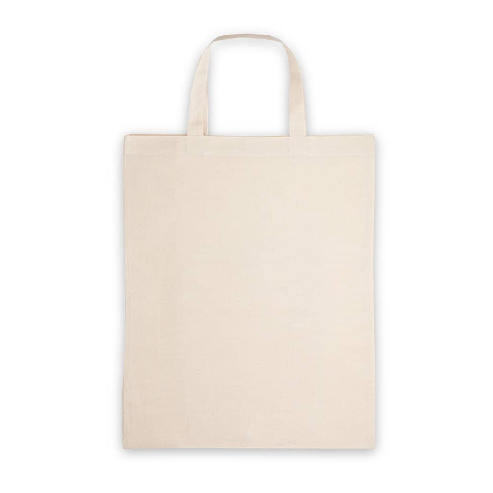 Sacola dobrável em 50% algodão, 30% algodão reciclado e 20% poliéster reciclado (140 g/m²)