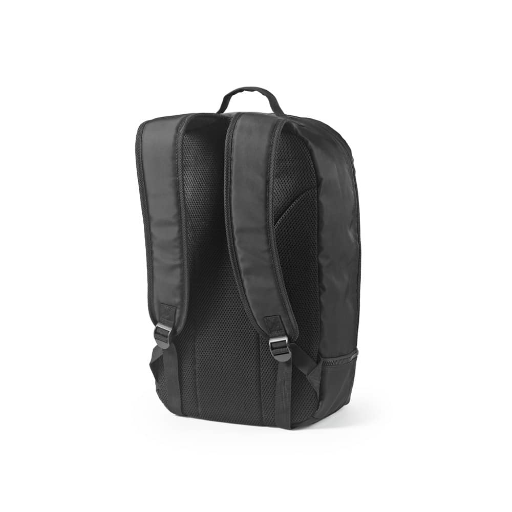 Mochila em poliéster reciclado 290T e sarja com compartimento para sapatos (25 L)