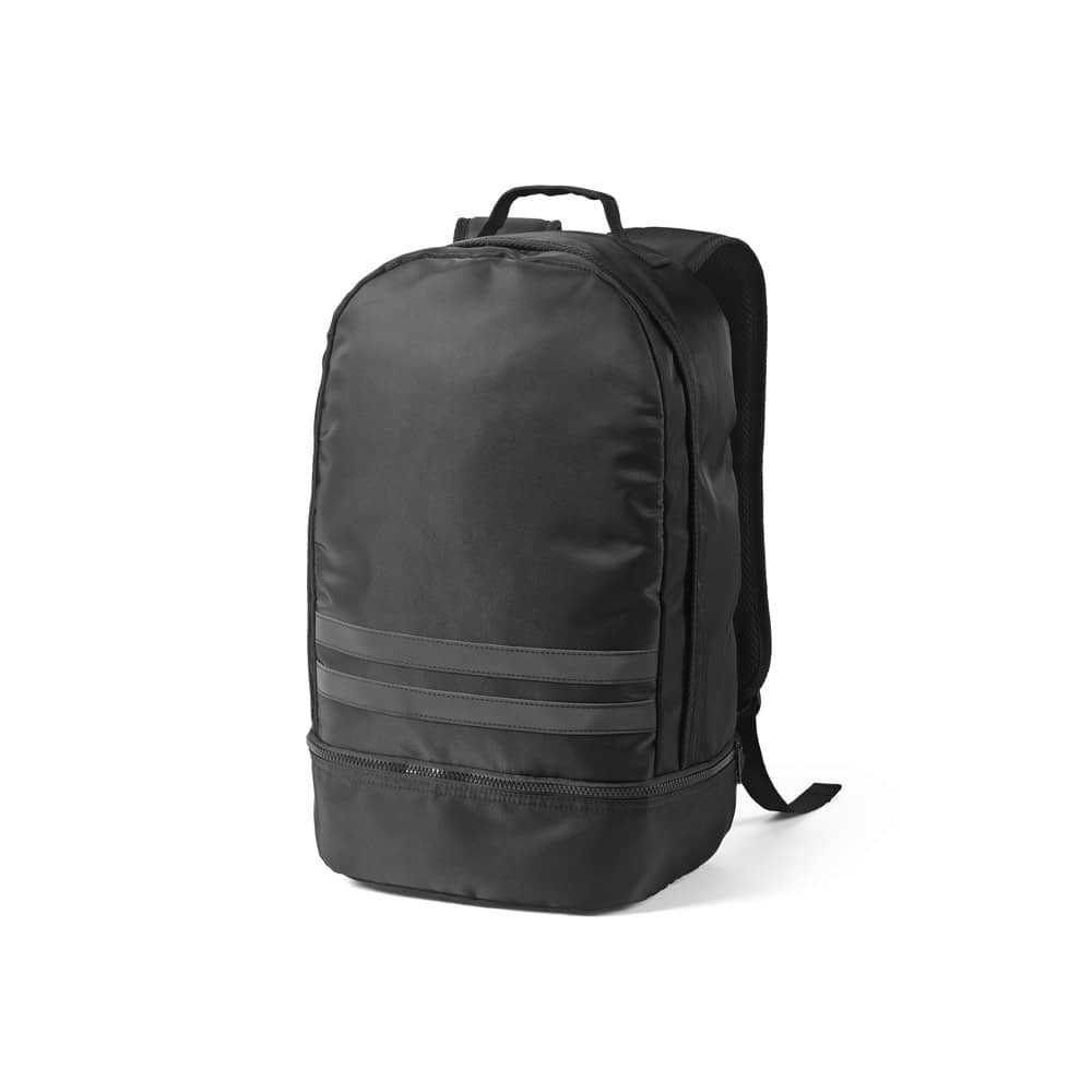 Mochila em poliéster reciclado 290T e sarja com compartimento para sapatos (25 L)