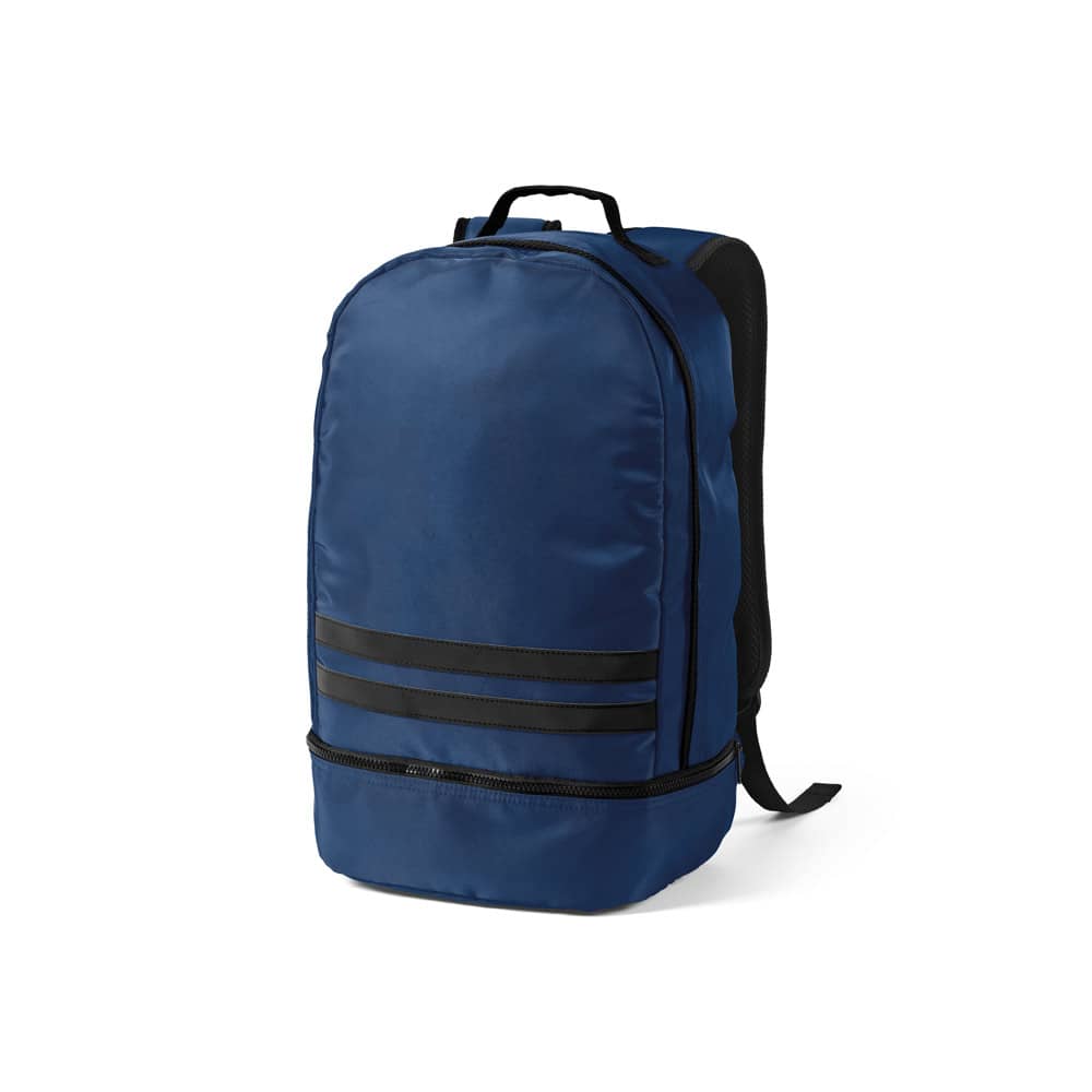 Mochila em poliéster reciclado 290T e sarja com compartimento para sapatos (25 L)