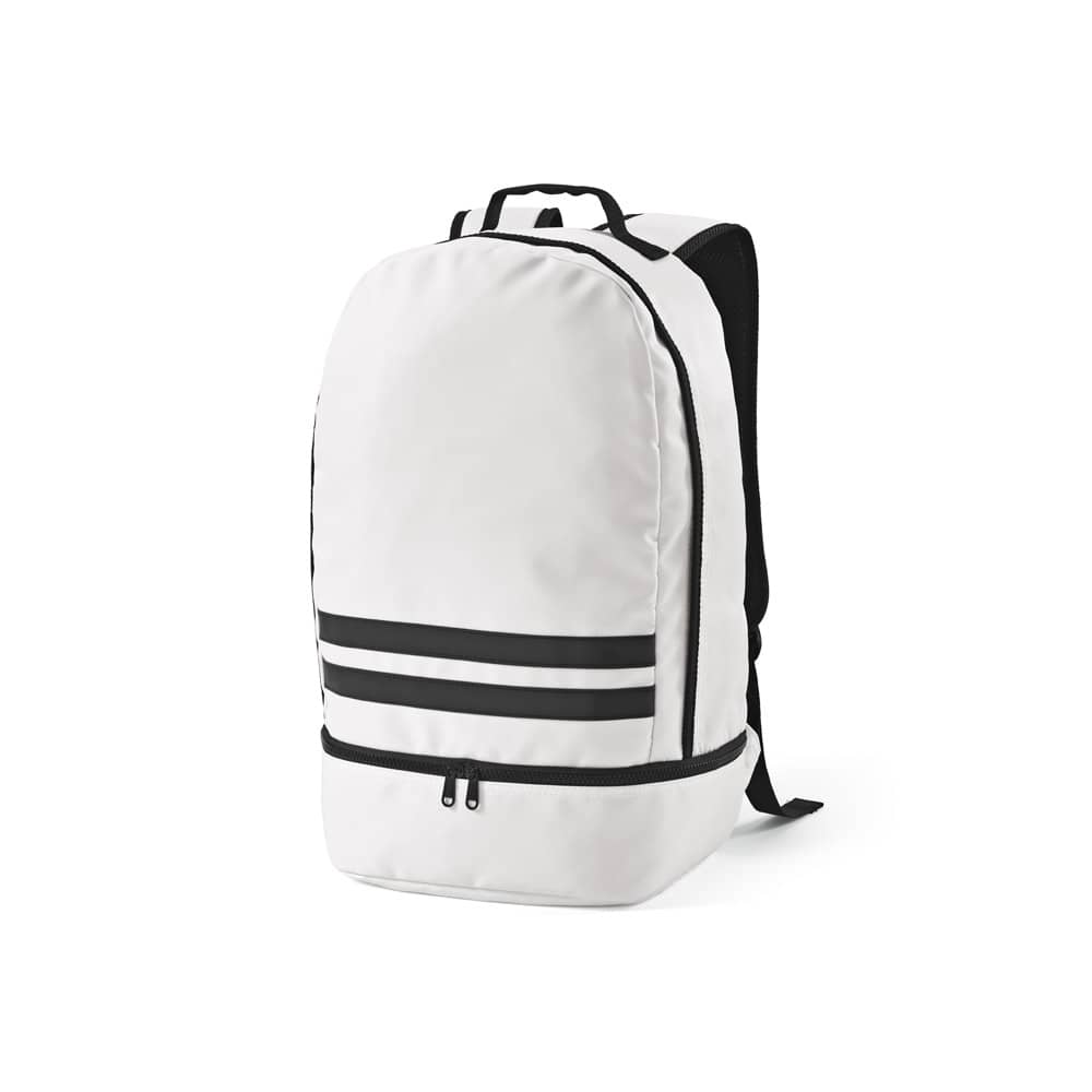 Mochila em poliéster reciclado 290T e sarja com compartimento para sapatos (25 L)