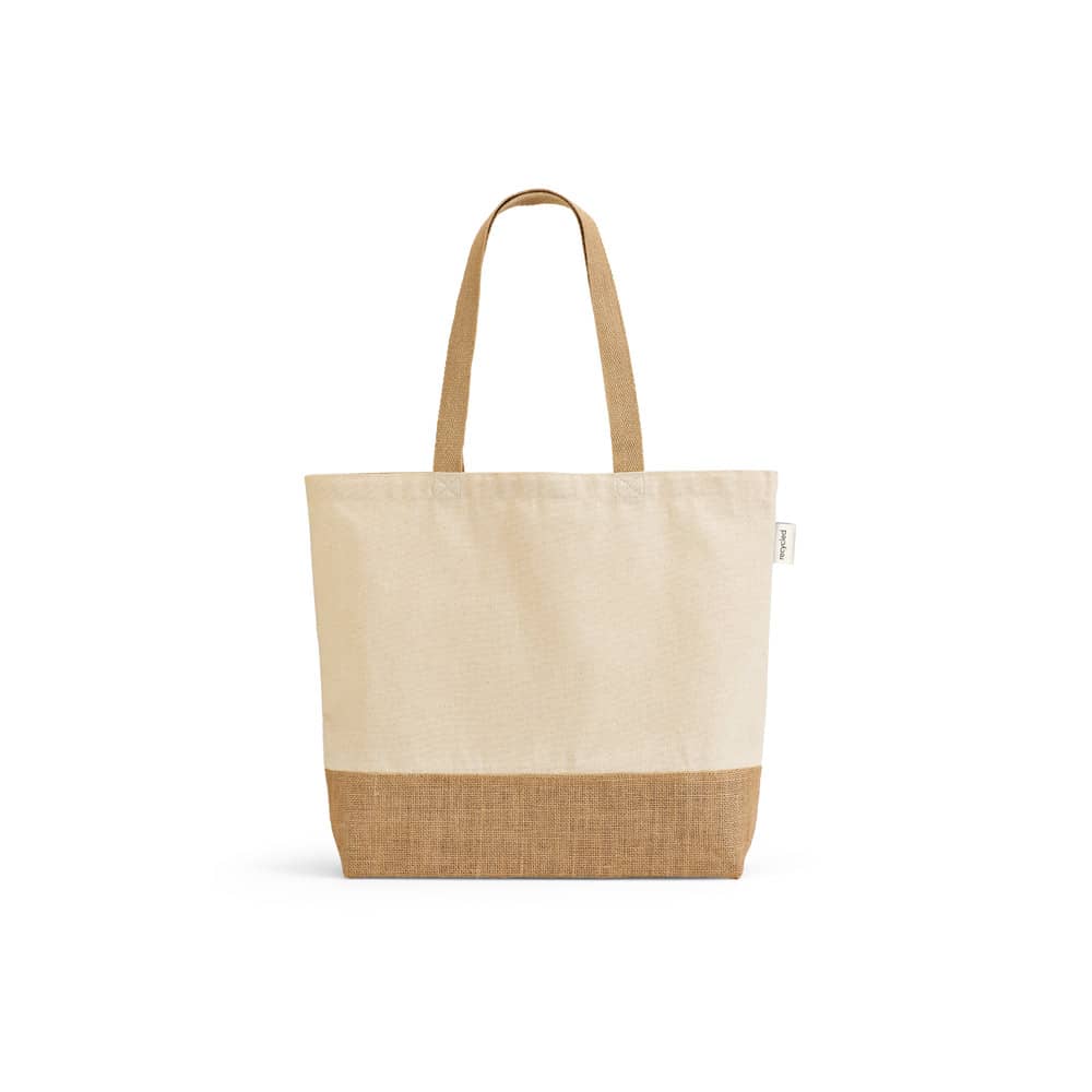 Sacola em 70% algodão reciclado e 30% poliéster reciclado (220 g/m²) com base em juta