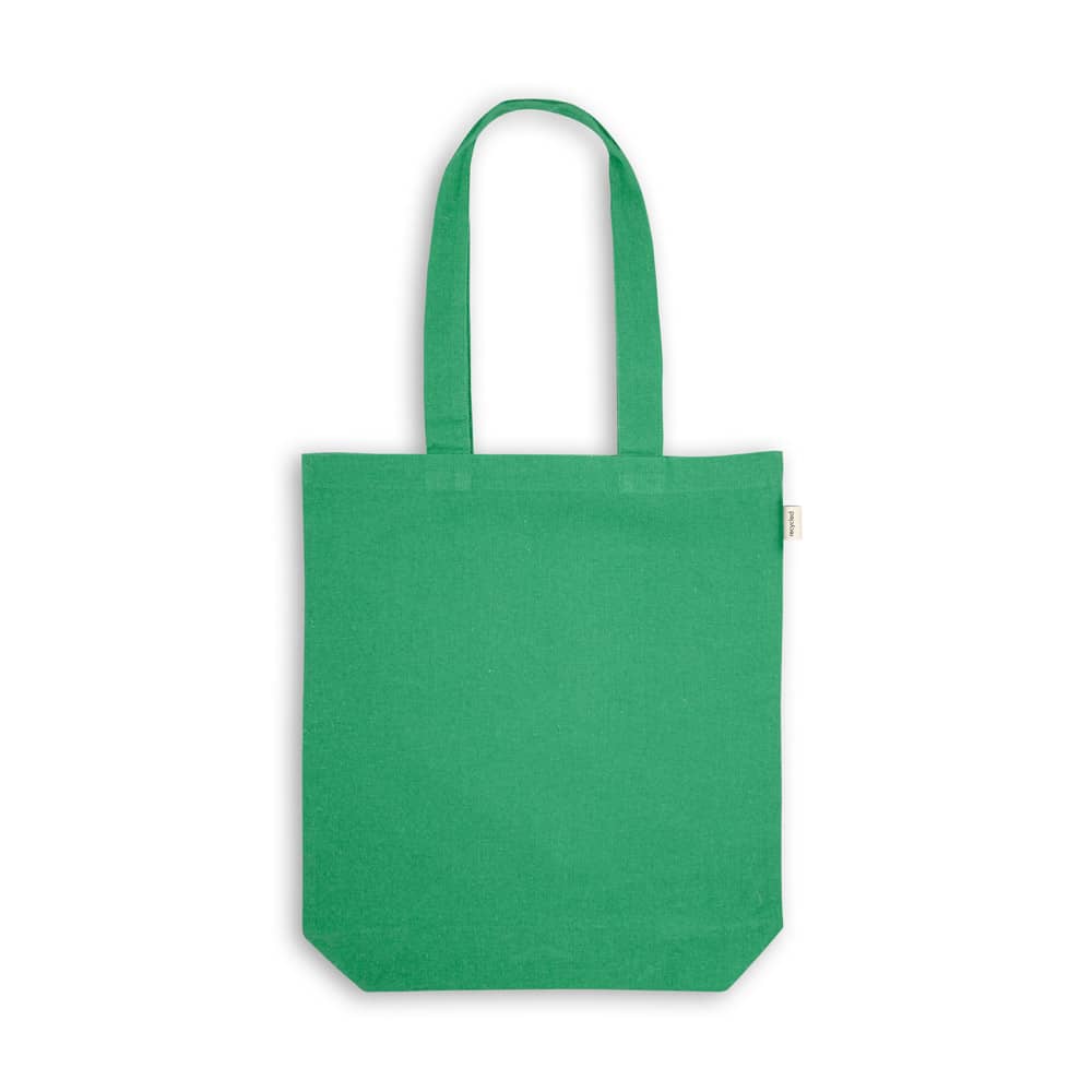Sacola em 70% algodão reciclado e 30% poliéster reciclado (220g/m²) sem tingimento
