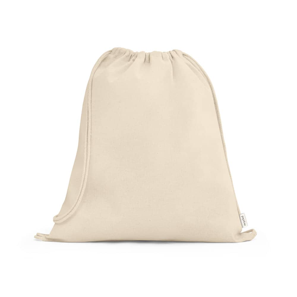 Sacola tipo mochila em 100% algodão reciclado (180 g/m²)