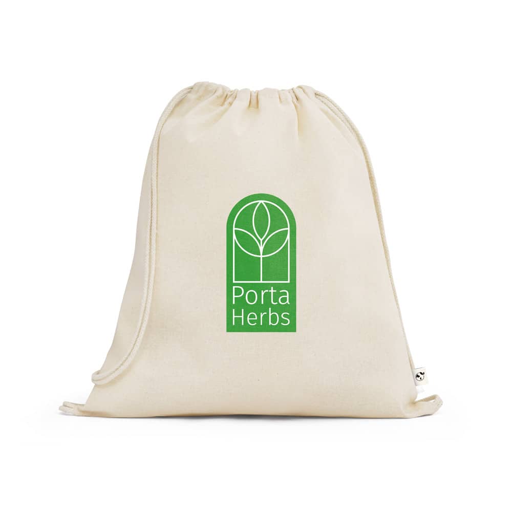 Sacola tipo mochila 100% algodão orgânico (140 g/m²)