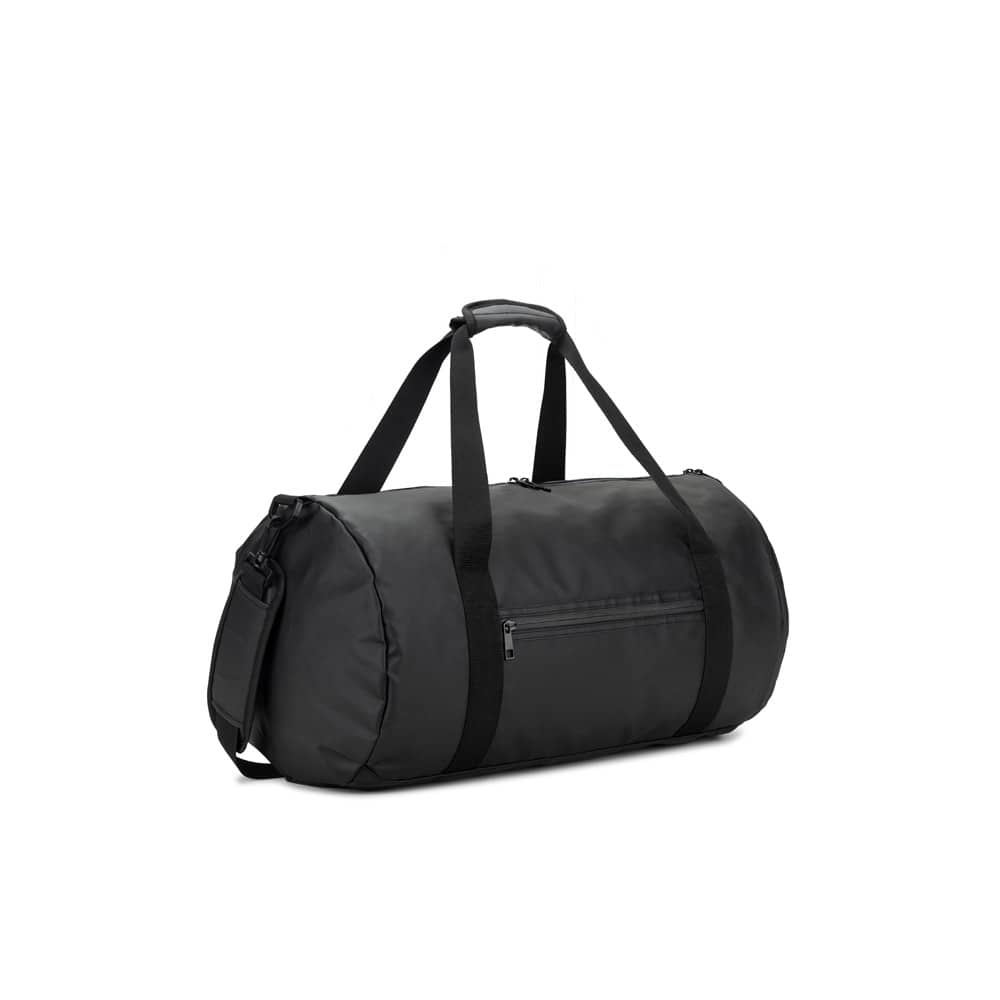 OSASCO SPORT. Bolsa esportiva em formato cilíndrico em poliéster reciclado 600D de alta densidade com compartimento lateral para sapatos (32 L)