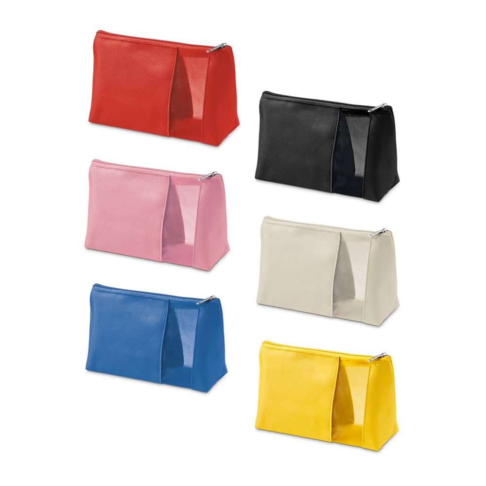 Bolsa de cosméticos em microfibra e tela mesh
