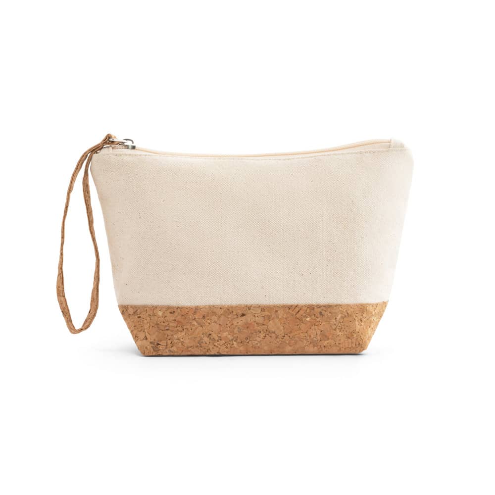 Bolsa de cosméticos 100% de algodão (280 g/m²) com detalhes em cortiça