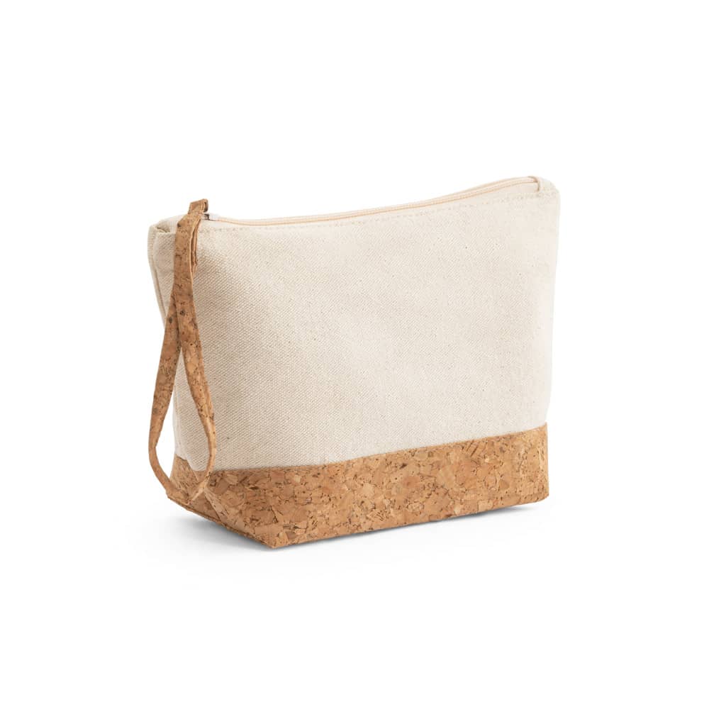 Bolsa de cosméticos 100% de algodão (280 g/m²) com detalhes em cortiça