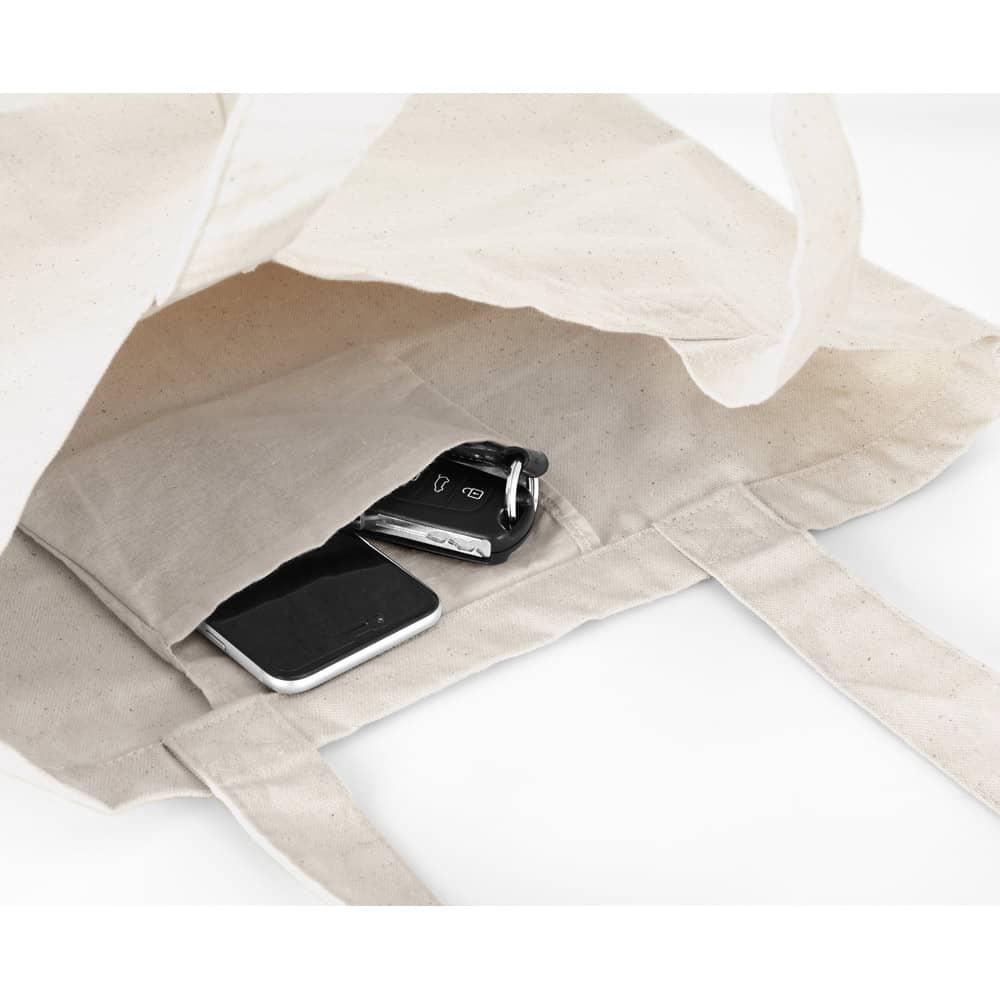 Sacola 100% algodão canvas (280 g/m²) com bolso interior