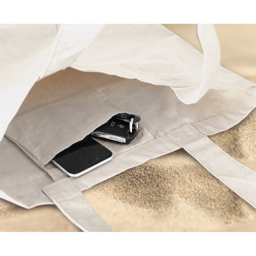 Sacola 100% algodão canvas (280 g/m²) com bolso interior