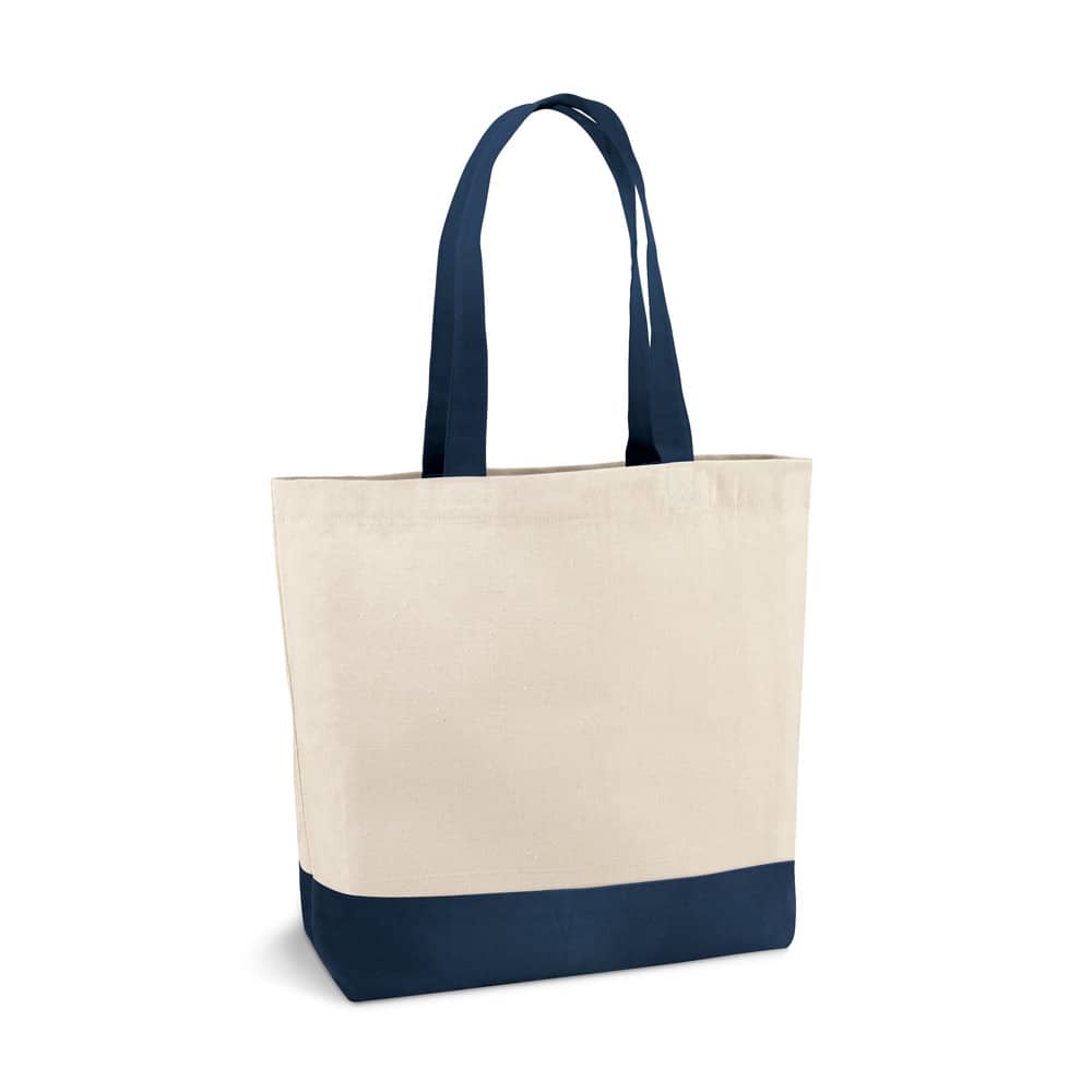 Sacola 100% algodão canvas (280 g/m²) com bolso interior e alças e fundo coloridos