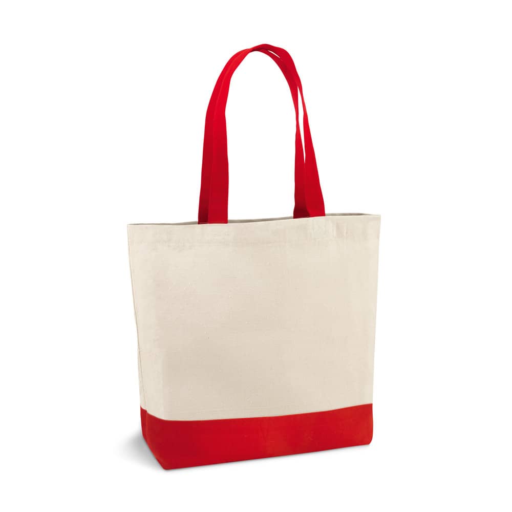 Sacola 100% algodão canvas (280 g/m²) com bolso interior e alças e fundo coloridos