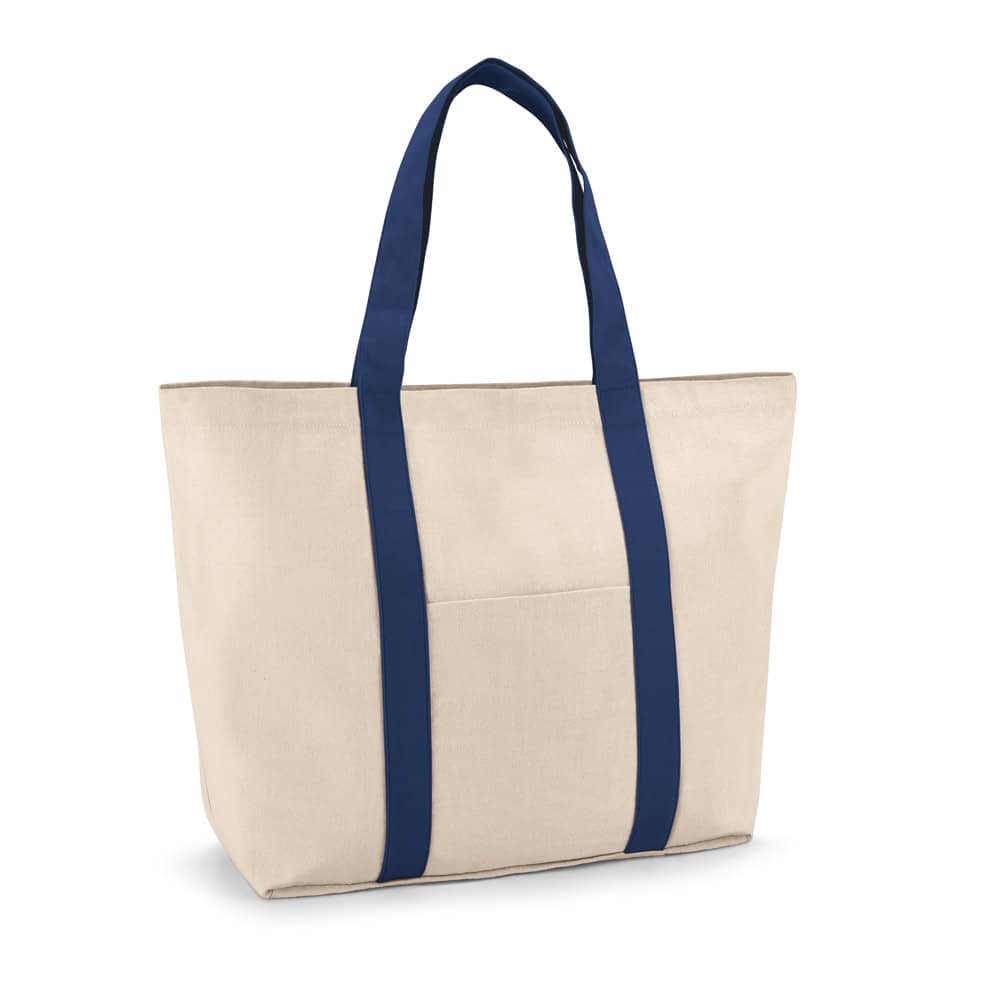 Sacola 100% algodão canvas (280 g/m²) com bolso frontal, bolso interior e fecho magnético