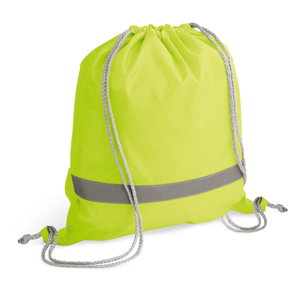 Sacola tipo mochila em 210D com elementos refletores