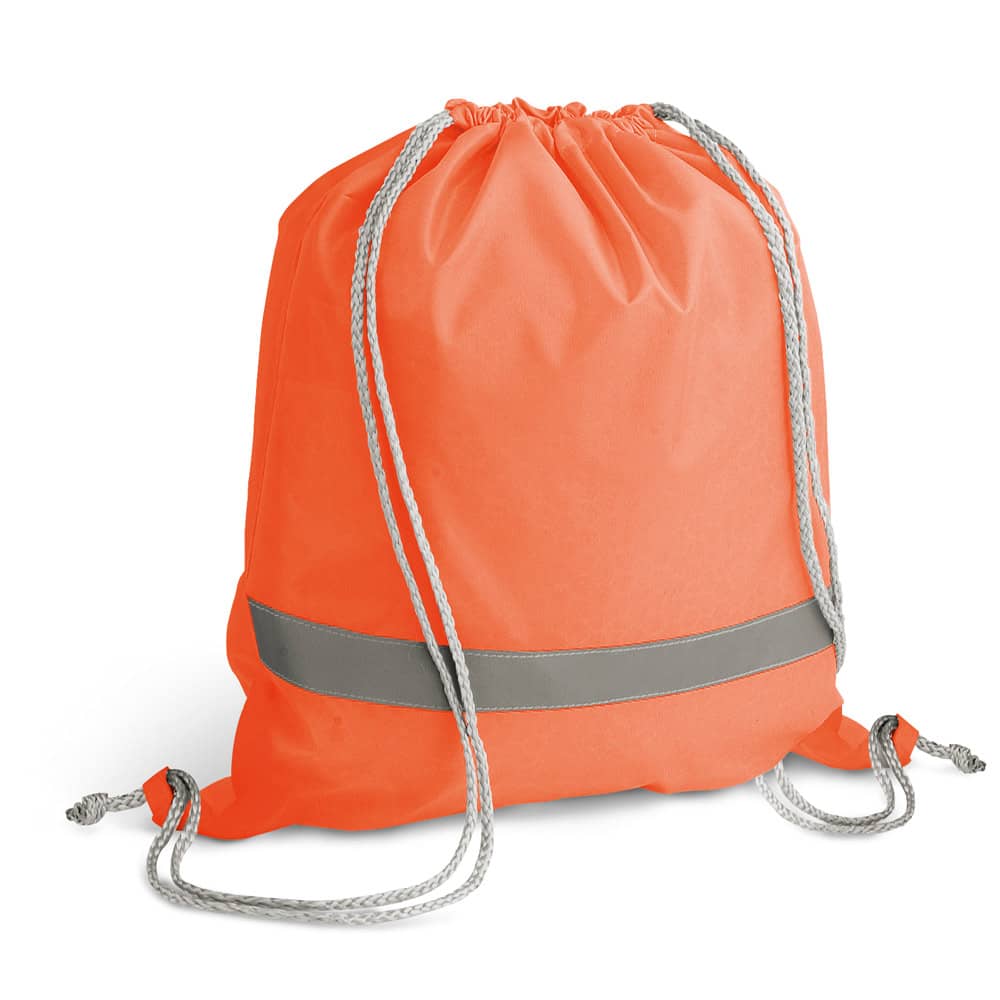 Sacola tipo mochila em 210D com elementos refletores