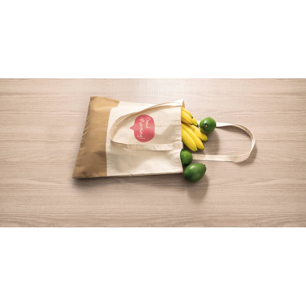 Sacola 100% algodão (160 g/m²) com detalhes em imitação de juta