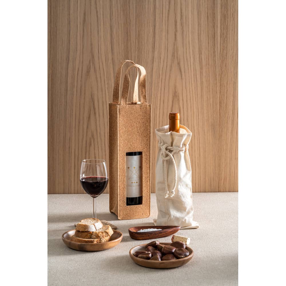Sacola para garrafa em 100% algodão(180 g/m²)