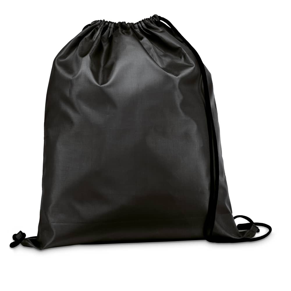 Sacola tipo mochila em 210D com cordões em preto