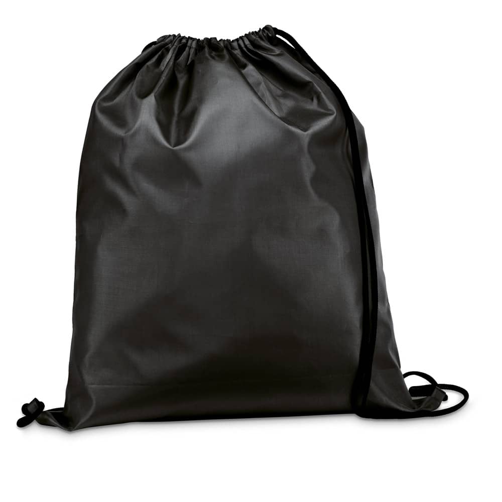 Sacola tipo mochila em 210D com cordões em preto