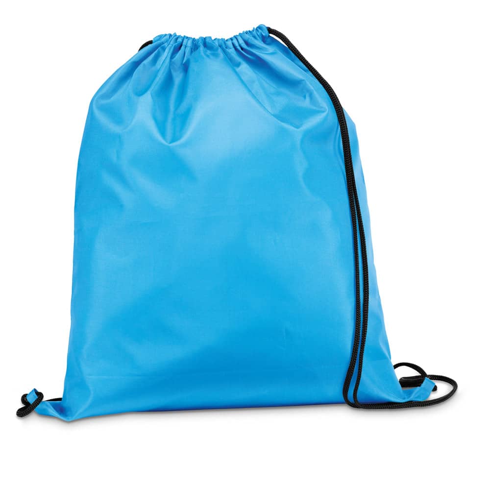 Sacola tipo mochila em 210D com cordões em preto