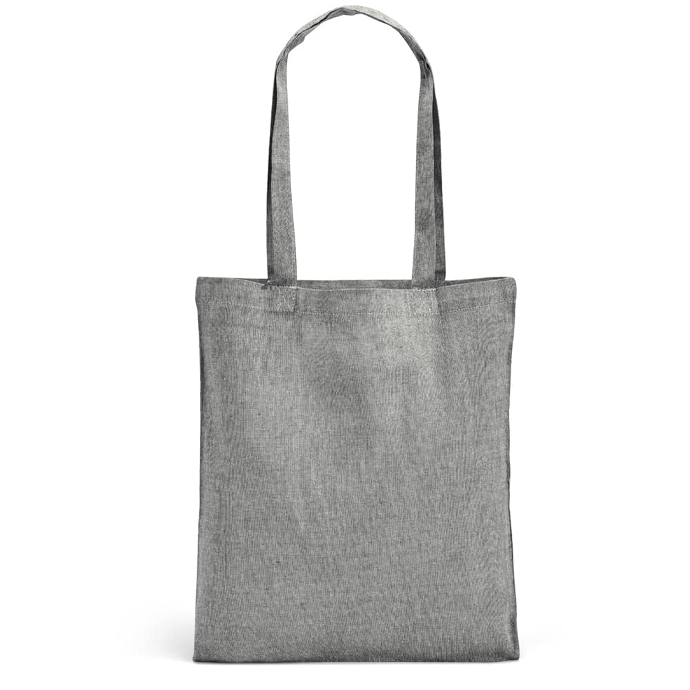 Sacola dobrável em 70% algodão reciclado e 30% poliéster reciclado (140 g/m²) sem tingimento