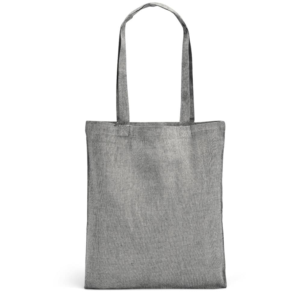 Sacola dobrável em 70% algodão reciclado e 30% poliéster reciclado (140 g/m²) sem tingimento