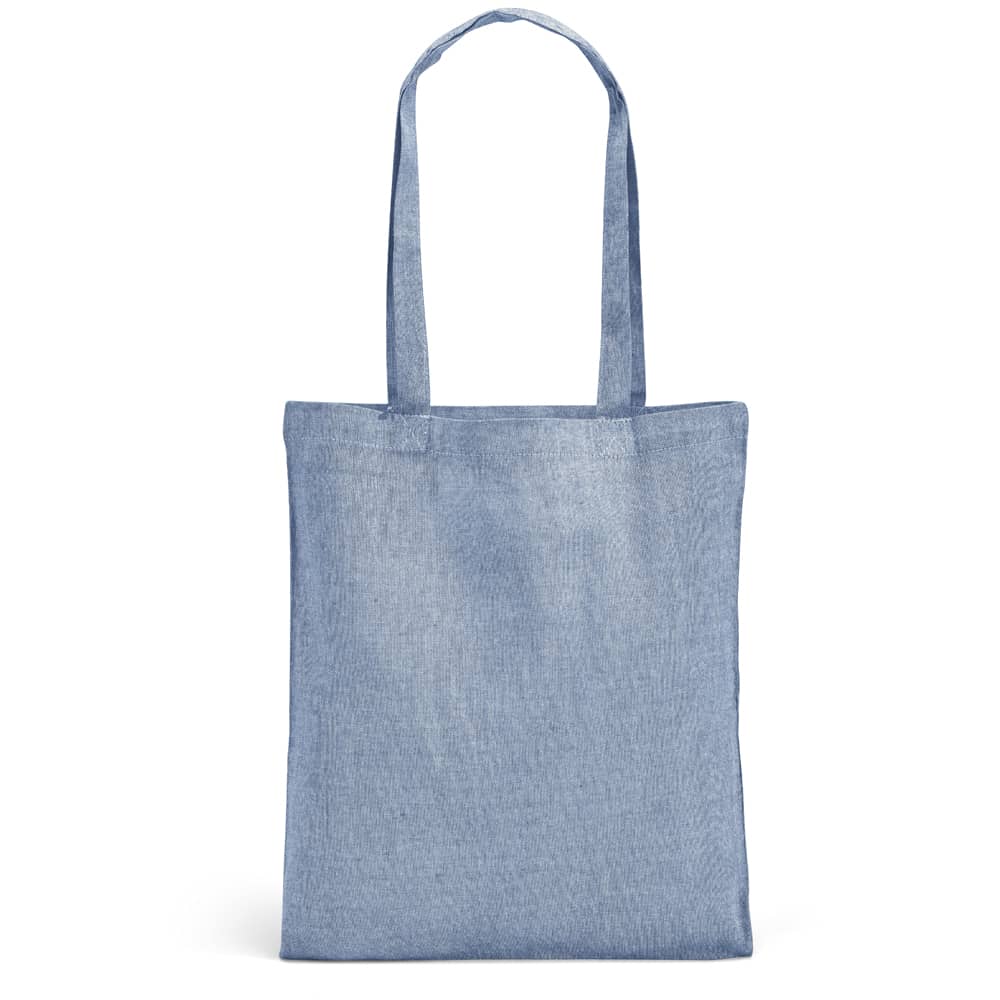 Sacola dobrável em 70% algodão reciclado e 30% poliéster reciclado (140 g/m²) sem tingimento