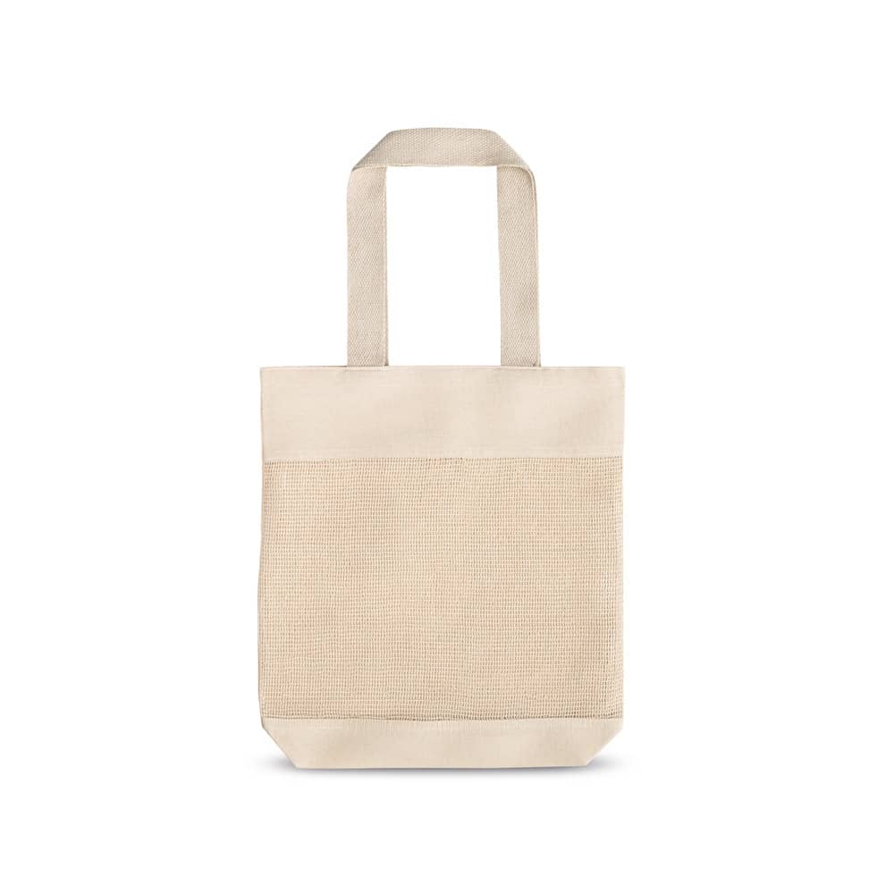 Sacola 100% algodão (180 g/m²) com malha 100% algodão (100 g/m²)