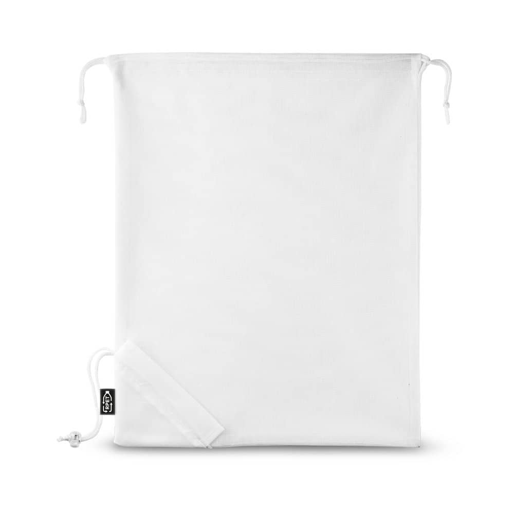 Sacola dobrável 100% rPET com bolso em 100% poliéster reciclado 190T