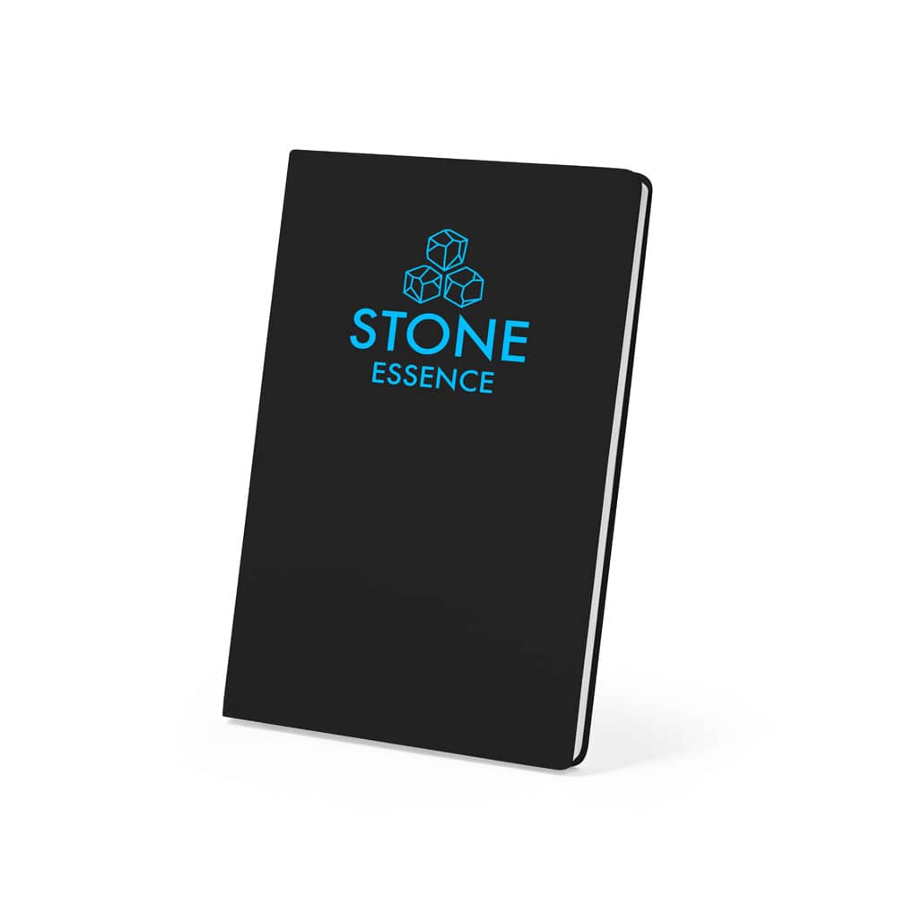 Caderno A5 resistente à água em papel pedra (120g/m²), com páginas pautadas