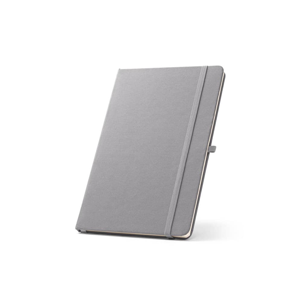 Caderno A5 de capa dura em PET 100% reciclado, com páginas pautadas recicladas