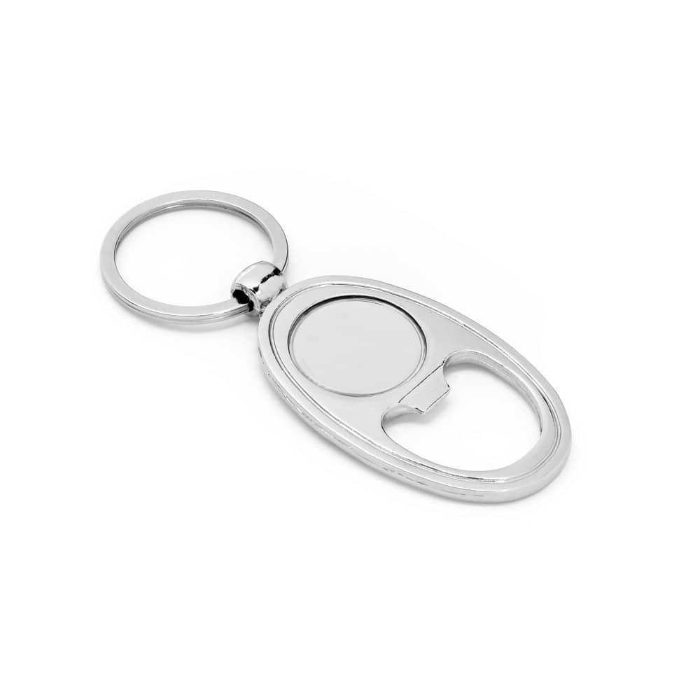 Chaveiro em metal com abridor de garrafas